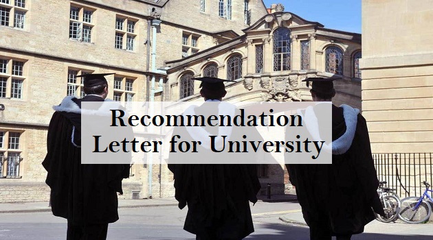 recommendation letter for university