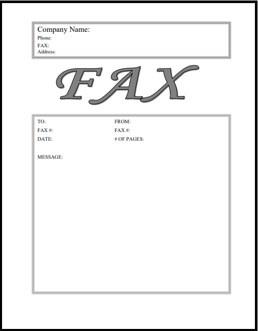 Business fax cover sheet