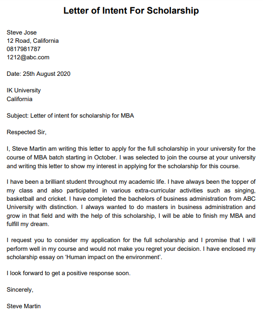 Reason For Applying Scholarship Sample Letter from www.lettertemplatesformat.com