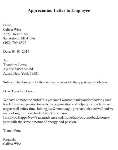 Appreciation Letter To Employees from www.lettertemplatesformat.com